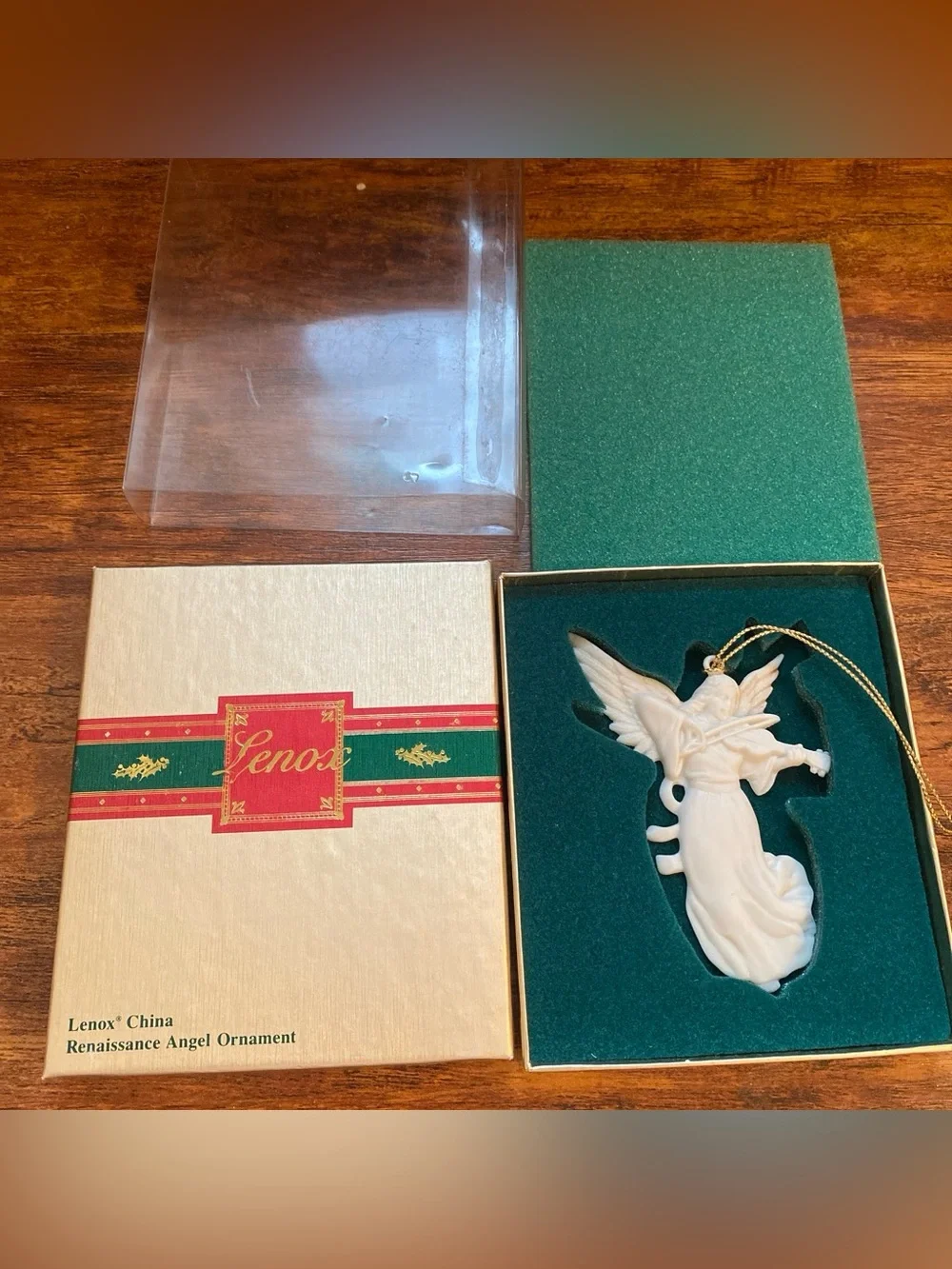 Lenox Cream Porcelain Angel Ornament with Gold Cord